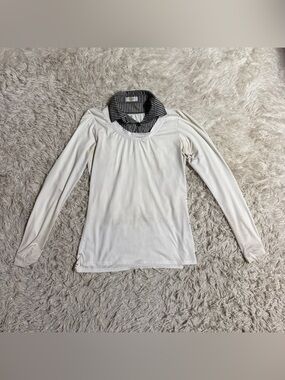 Women’s XS White Callidae Long Sleeve Horseback Riding Sunshirt. Staining.